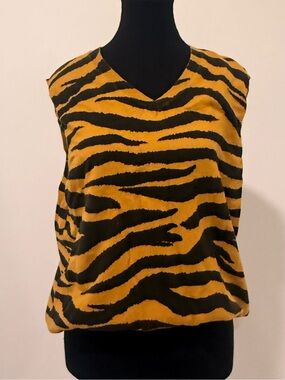 Stussy Black and Yellow Tiger Stripe V-Neck Tank